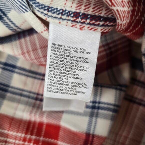 The North Face Flannel Shirt White Red Blue Plaid Pockets Cotton Men’s XXLARGE - Picture 5 of 8